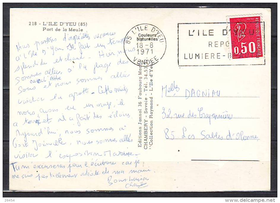 CPM De   L ILE D YEU  85   Port De La Meule     Num 218   Le 18 8 1971   VOLIER   BATEAUX De PECHE - Ile D'Yeu