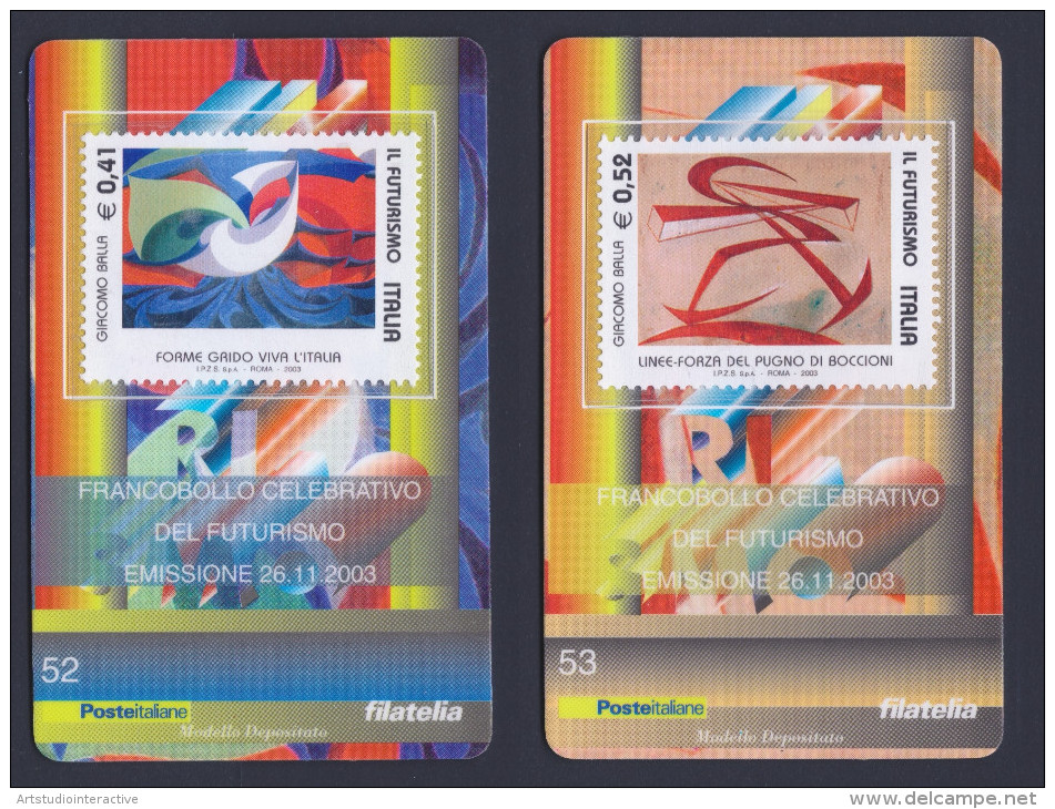 2003 ITALIA REPUBBLICA "IL FUTURISMO" SET TESSERE FILATELICHE - Cartes Philatéliques