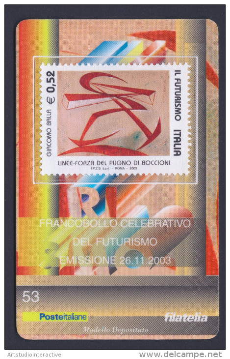 2003 ITALIA REPUBBLICA "IL FUTURISMO" SET TESSERE FILATELICHE - Philatelistische Karten