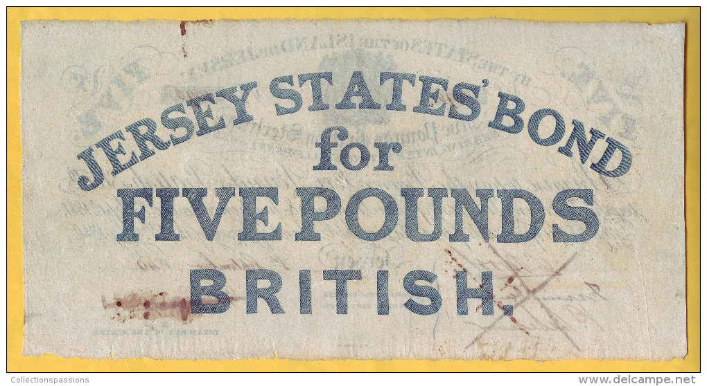 JERSEY - Billet De 5 Pounds. 1 Septembre 1840.  Pick: A1. TTB - Jersey