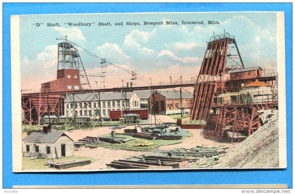 EGG703, " D" Shaft, " Woodbury" , Shaft And Shops, Newport Mine, Ironwood, Mich, Circulée Sous Enveloppe - Mines