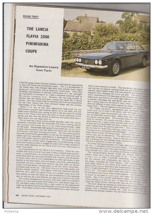 RA#45#09 RIVISTA MOTOR SPORT 1970/8th AUSTRIAN GRAND PRIX/GERMAN GRAND PRIX/LANCIA FLAVIA 2000 - Automobile - F1
