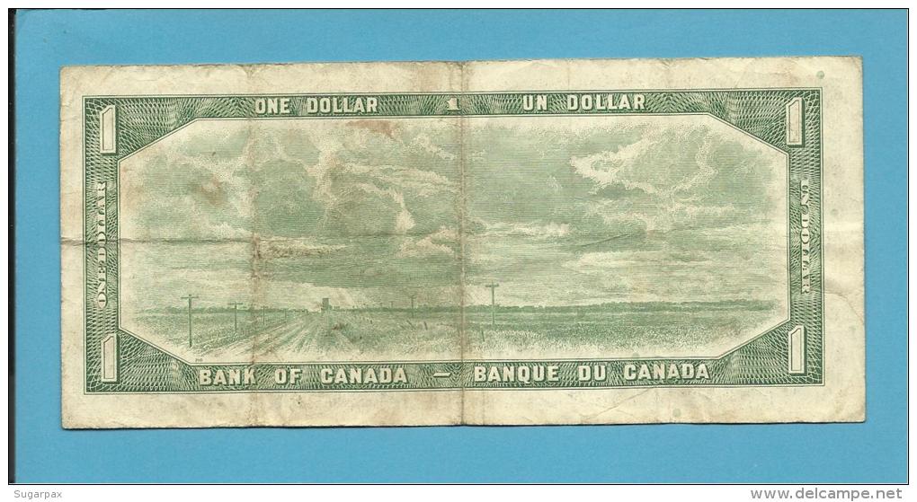 CANADA - 1 DOLLAR - ( 1954 ) - Pick 75.c - Sign. Bouey-Rasminsky ( 1972-73 ) - Printer BABNC - 2 Scans - Canada