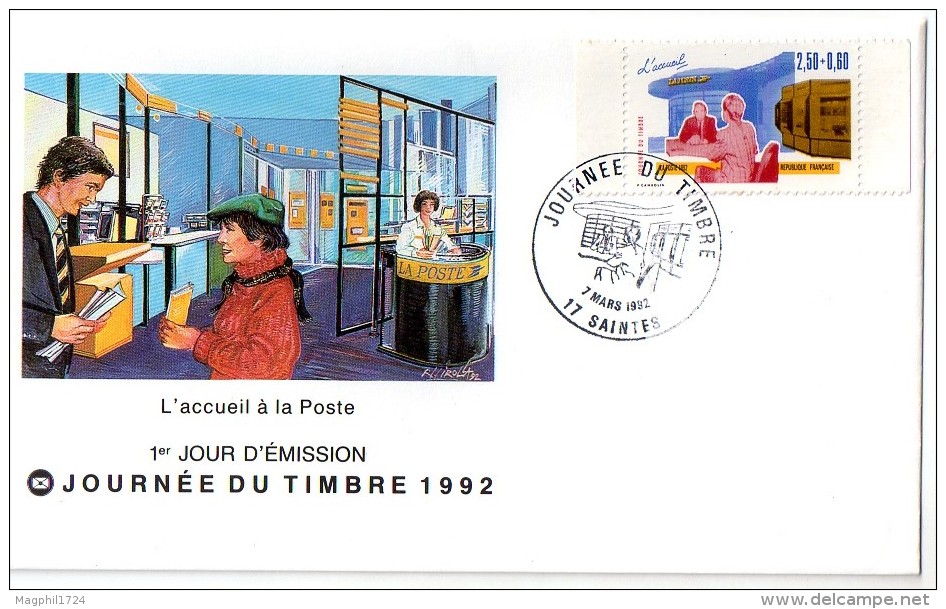 Lettre  1er  Jour  Journee  Du  Timbre  (saintes  1992 ) - Andere & Zonder Classificatie