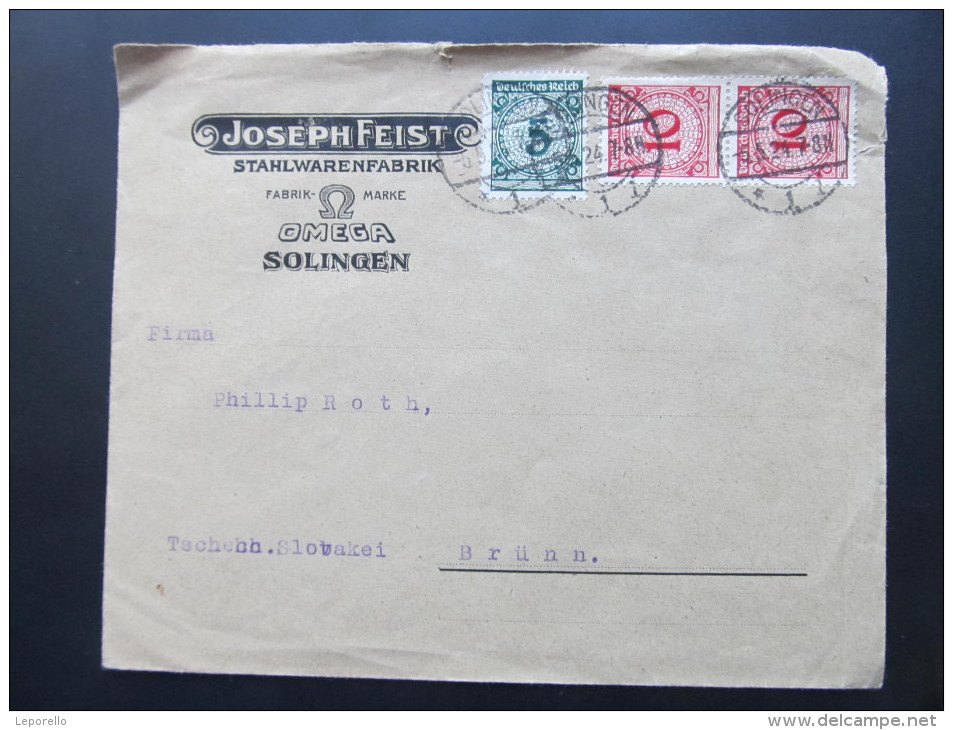 BRIEF SOLINGEN - Brünn Joseph Feist 1924 /// D*14863 - Briefe U. Dokumente