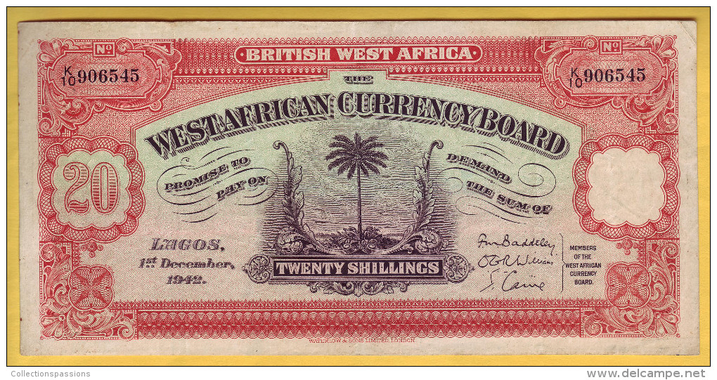 BRITISH WEST AFRICA - Billet De 20 Shillings. 1-12-1942.  Pick: 8b.  SUP - Otros – Africa