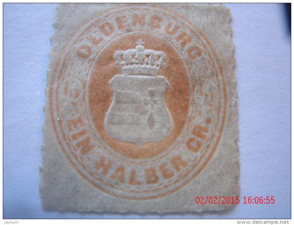 OLDENBURG, SCOTT#22, 1/2 G ORANGE, UNUSED NG - Oldenburg