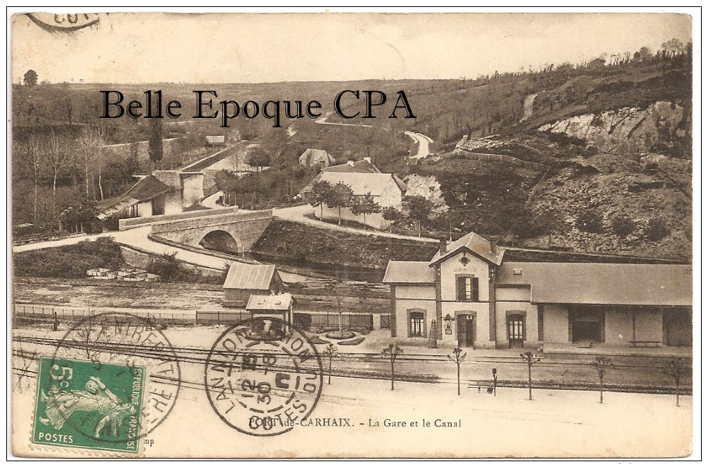 29 - PORT De CARHAIX - La Gare Et Le Canal +++ Collection Hamon, Guingamp +++ Vers Le Château De KÉRIVON, 1911 +++ RARE - Carhaix-Plouguer