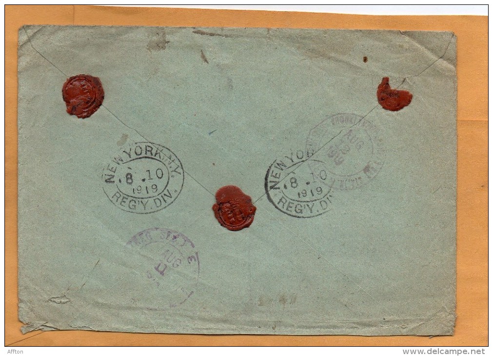 Egypt 1919 Registered Cover Mailed To USA - 1915-1921 Protectorat Britannique