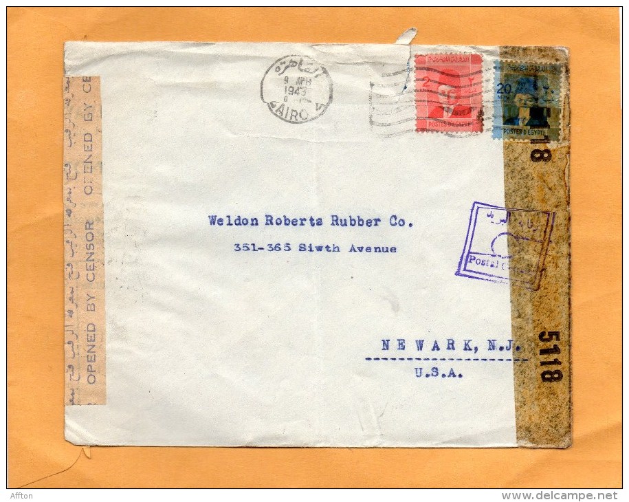 Egypt 1943 Censored Cover Mailed To USA - Lettres & Documents