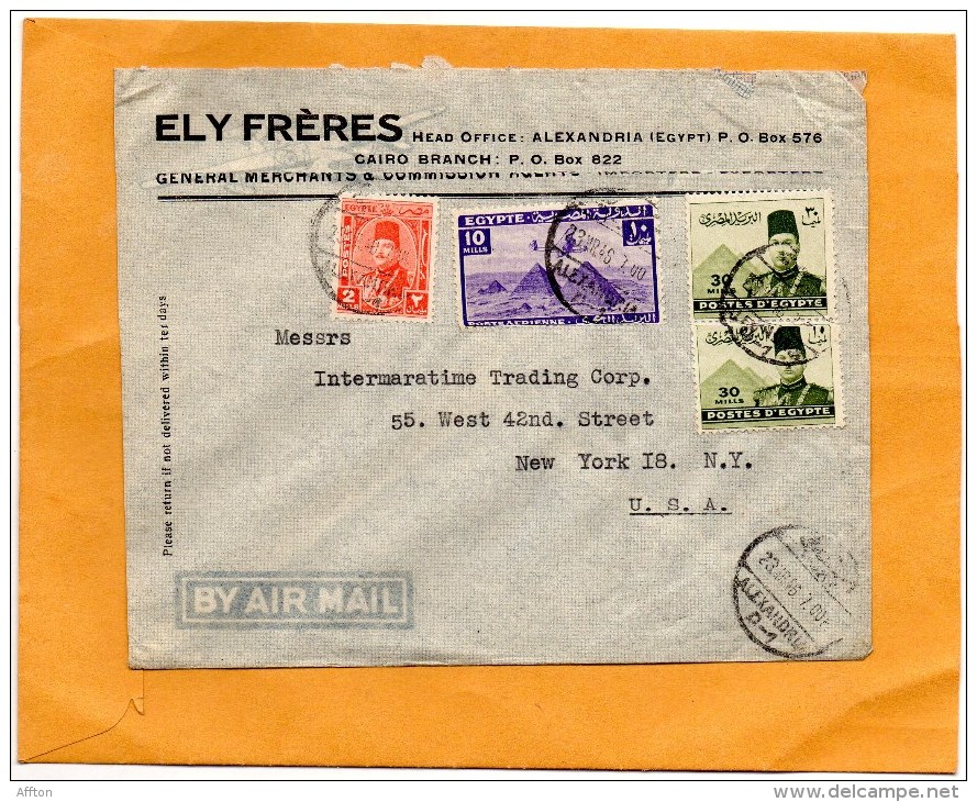 Egypt 1946 Cover Mailed To USA - Cartas & Documentos