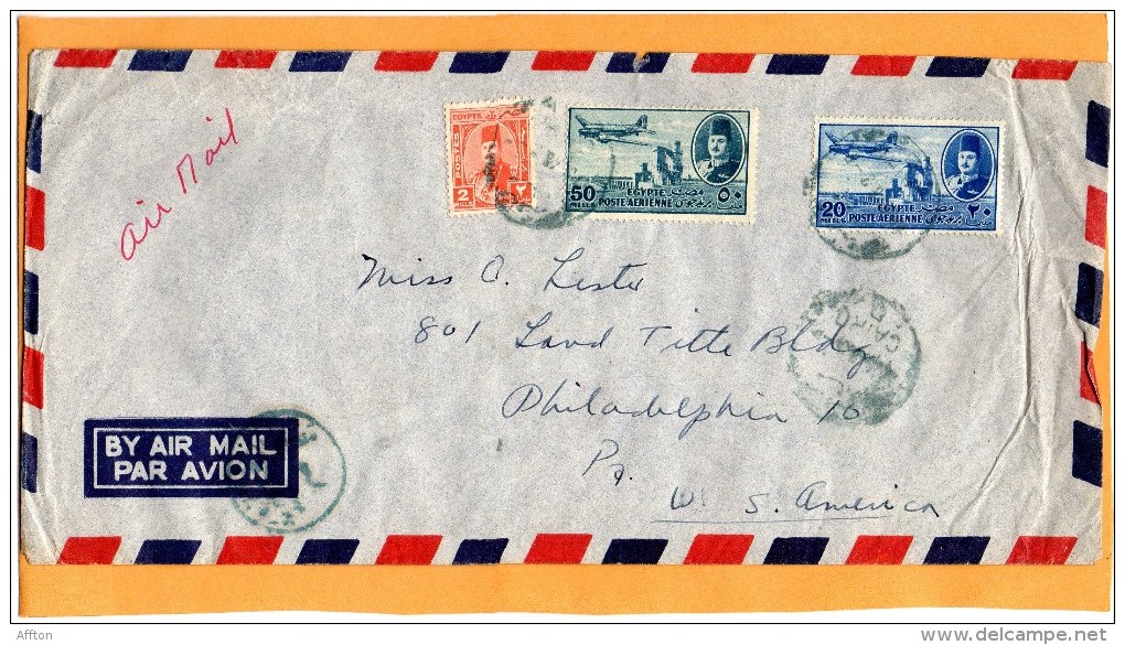 Egypt Old Cover Mailed To USA - Cartas & Documentos