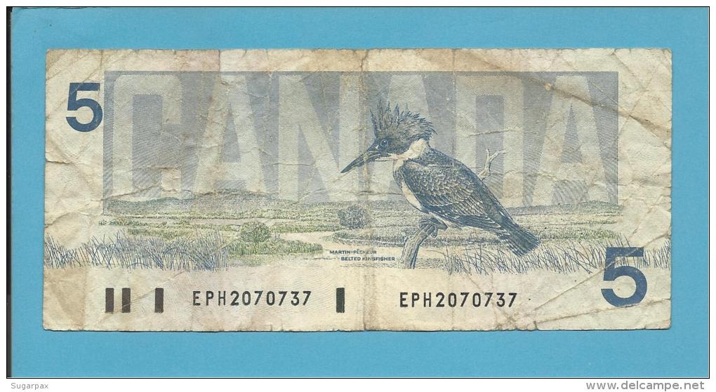 CANADA - 5 DOLLARS - ( 1986 ) - Pick 95.b - Sign. Thiessen-Crow - 2 Scans - Canada