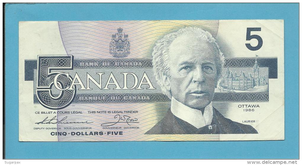 CANADA - 5 DOLLARS - ( 1986 ) - Pick 95.b - Sign. Thiessen-Crow - 2 Scans - Canada