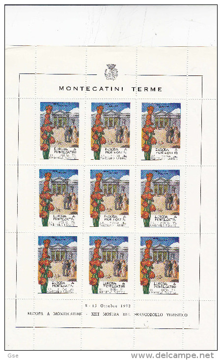 MONTECATINI TERME  1972 - Foglio Con 9 Etichette - "Europa A Montecatini" - Mostra Del Francobollo Turistico - Cinderellas