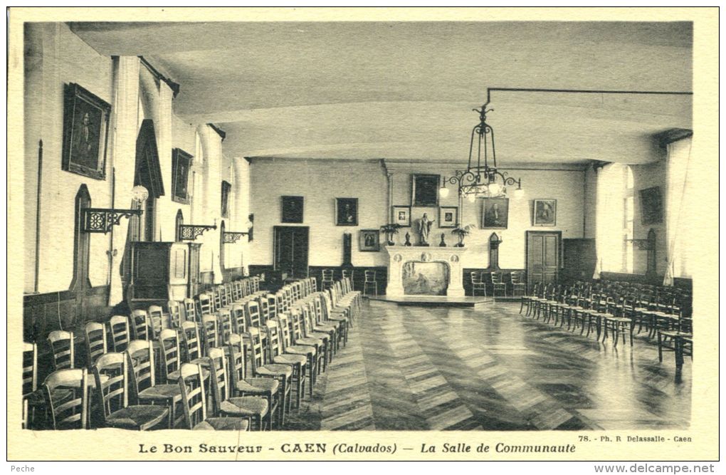 N°995A -cpa Caen -le Bon Sauveur -la Salle De Communauté- - Caen