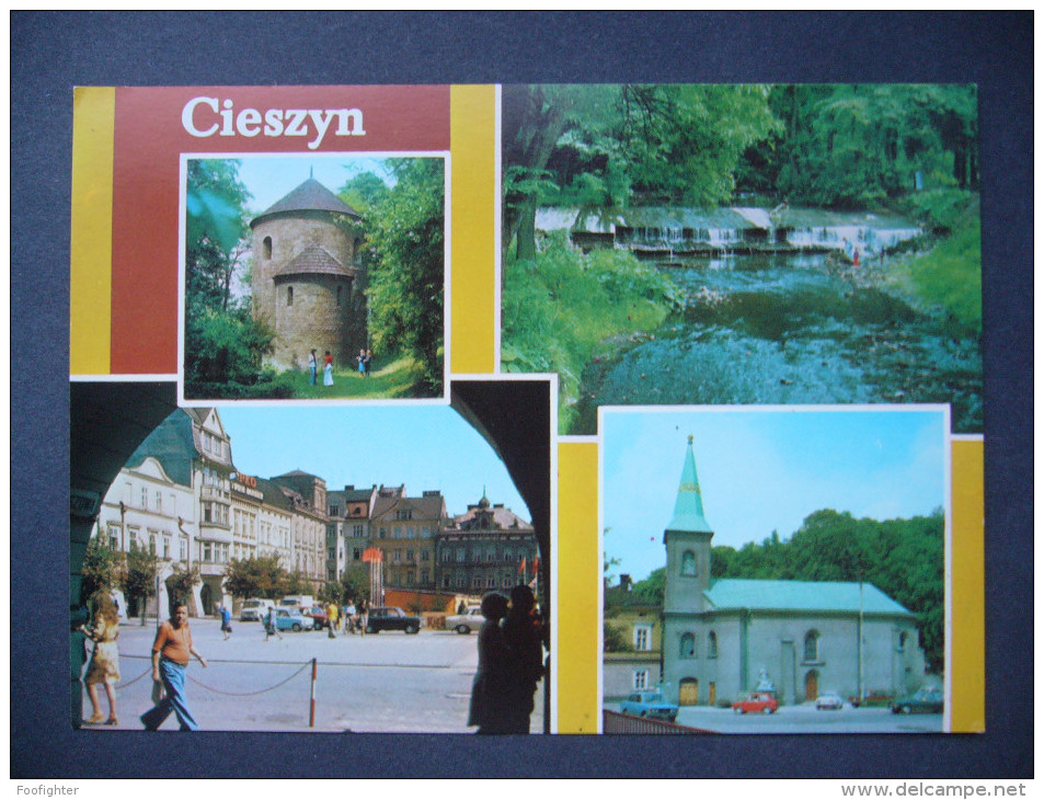 Poland: CIESZYN - Rotunda Romanska, Park Miejski, Rynek, Kosciol - 1980s - Polonia