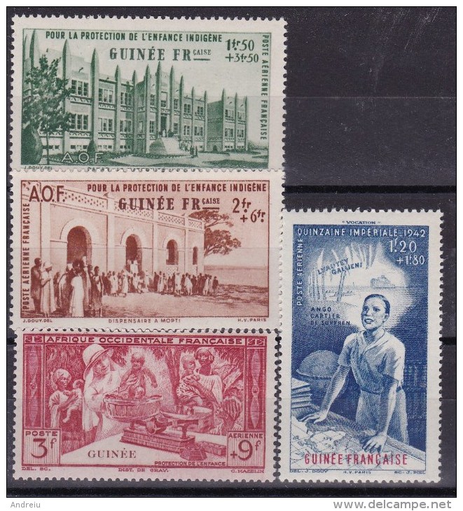 1942 French Guinea, Guinee Francaise - Children Aid 4v., Michel 186/88 , 189 Y&T 6/9 MNH With Gum - Nuevos