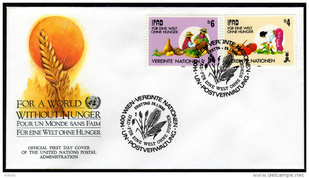 UNO WIEN 1988 - IFAD / Für Eine Welt Ohne Hunger - FDC - Ernährung