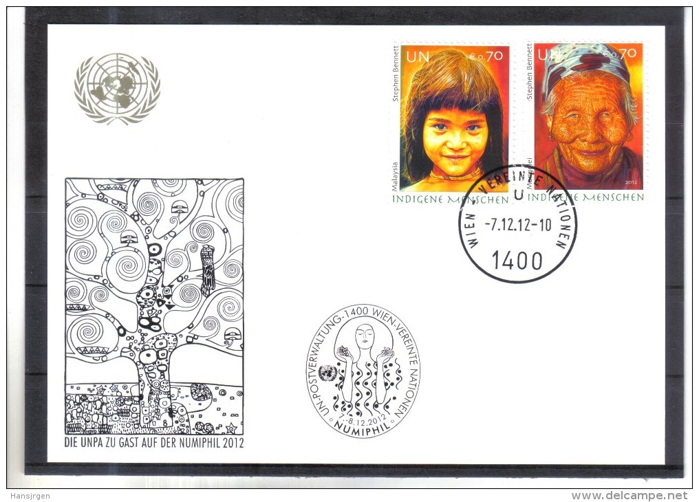 WIT376 UNO WIEN 2012  WEISSE KARTE - White Cards EINGEBORENE MENSCHEN - Storia Postale