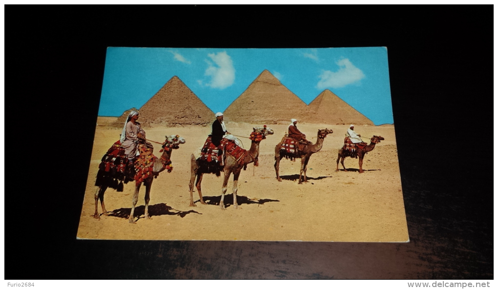 C-23857 CARTOLINA GIZA KHEOPS KHEPHREN AND MYKERINOS PYRAMIDS CAMMELLI - Guiza