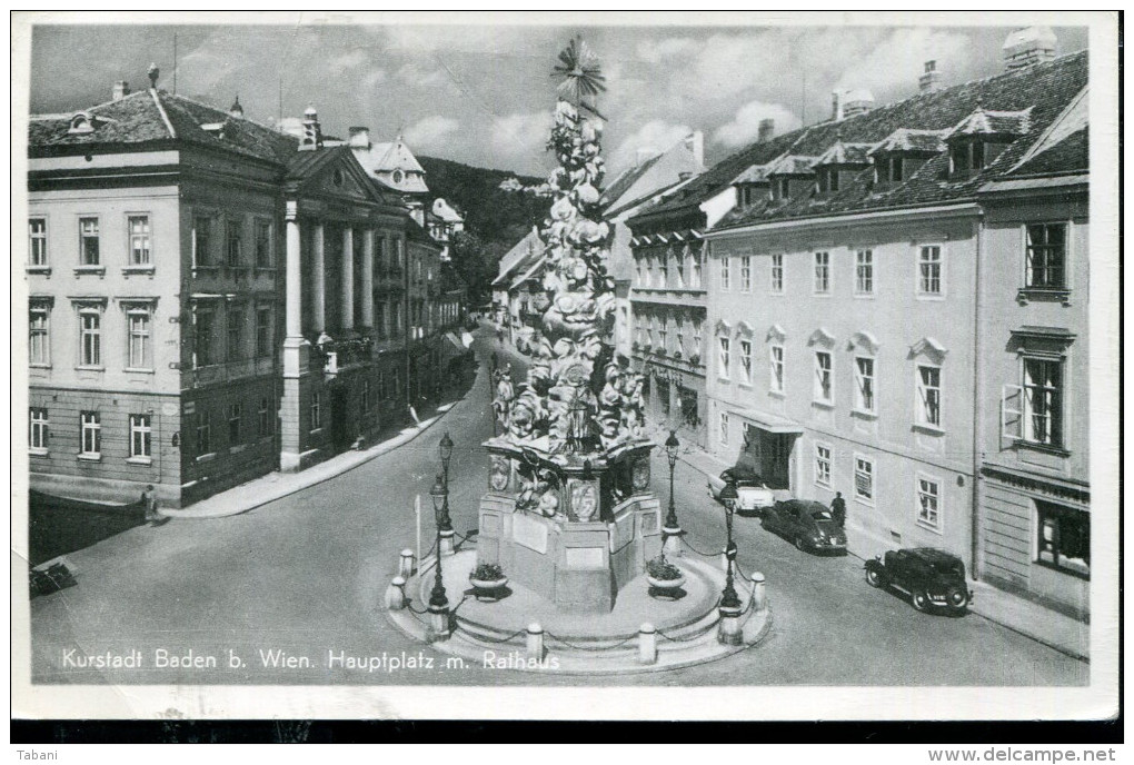 AUSTRIA BADEN BEI WIEN 1959 OLD PHOTO POSTCARD WITH OLD CARS - Baden Bei Wien