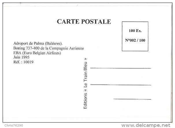 CPM BALEARES Airport Aéroport De PALMA Avion Boeing 737 400 Compagnie EBA Belgian Airlines 1995 - 1946-....: Ere Moderne