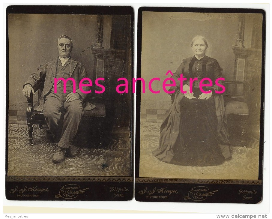 2 Grand CDV (CAB) Vers 1885-couple-lire Nommé Frank VERT- Photo Kreeger Eddyville-Kentucky-United States - Alte (vor 1900)