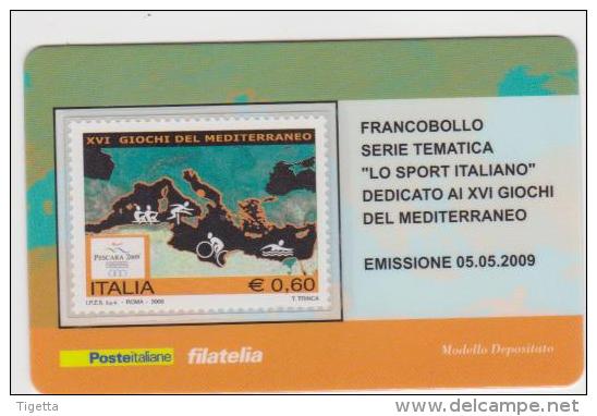 2009 - ITALIA -  TESSERA FILATELICA   "XVI GIOCHI DEL MEDITERRANEO" - Tarjetas Filatélicas