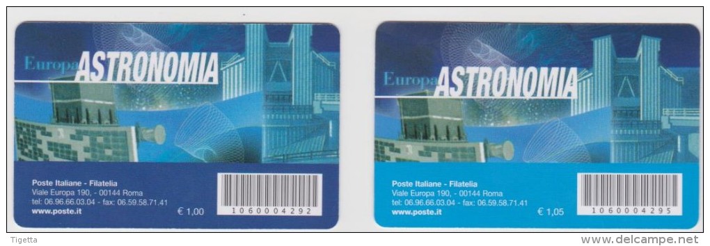 2009 - ITALIA -  2 TESSERE FILATELICHE   "EUROPA 2009 ASTRONOMIA" - Tarjetas Filatélicas