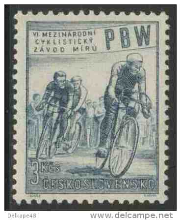 Tschechoslowakei Czechoslovakia 1953 Mi 797 ** Cyclists / Radrennfahrer – 6th Int. Peace Cycle Race Prague–Berlin–Warsaw - Radsport