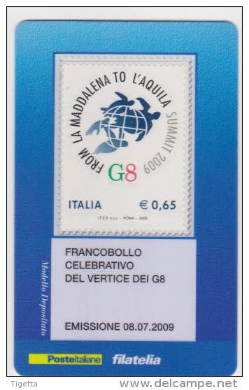 2009 - ITALIA -  TESSERA FILATELICA   "VERTICE DEL G8" - Cartes Philatéliques