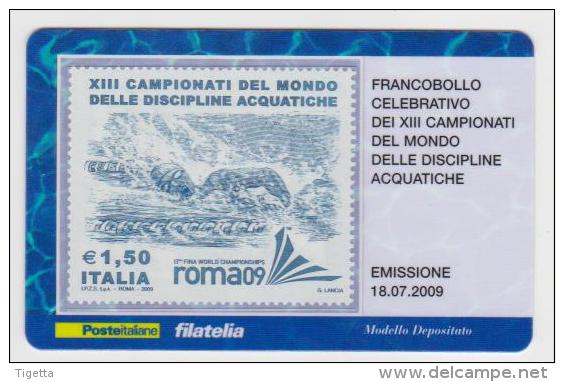 2009 - ITALIA -  TESSERA FILATELICA   "XIII CAMPIONATI DEL MONDO DELLE DISCIPLINE ACQUATICHE" - Philatelistische Karten
