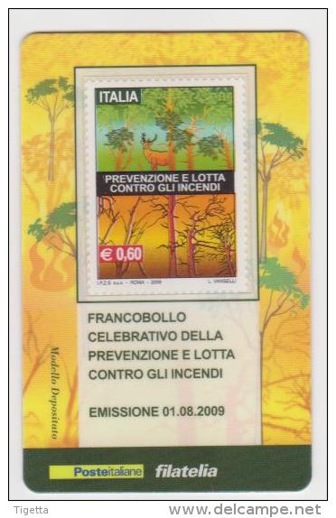 2009 - ITALIA -  TESSERA FILATELICA   "PREVENZIONE E LOTTA CONTRO GLI INCENDI" - Cartes Philatéliques