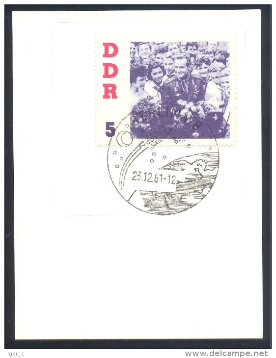 Germany Deutschland DDR 1961 Card Stck.: Space Weltraum; Astronaut Cosmonaut Titov Visit In Der DDR; Rocket Cancellation - Europa