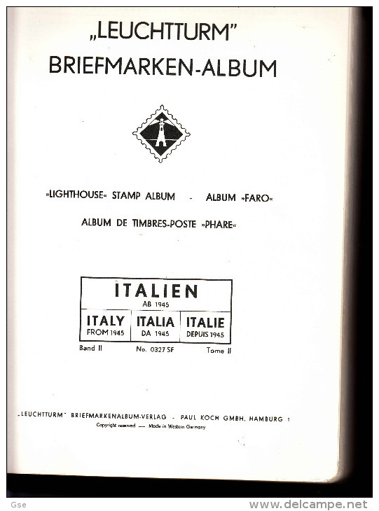 ALBUM ITALIA REPUBBLICA -  (Leuchtturm) 1945-1985 A Taschine Su Fogli In Cartoncino - Bindwerk Met Pagina's