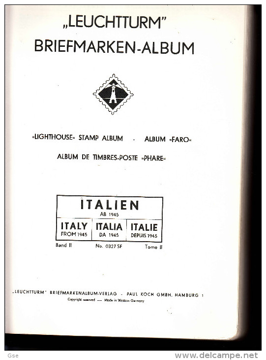 ALBUM ITALIA REPUBBLICA -  (Leuchtturm) 1945-1985 A Taschine Su Fogli In Cartoncino - Komplettalben