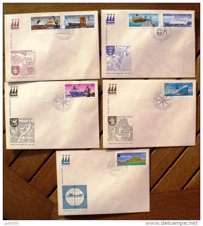 POLOGNE Port, Ports, Bateaux, Petrole. Yvert 2307/14 Sur FDC. Serie Complete - Sonstige (See)