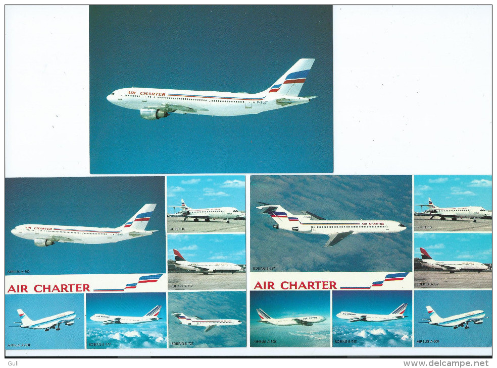 AVIATION- AIR CHARTER Filiale D´AIR FRANCE Et AIR INTER  Lot De 3 Cartes (2) Scan R/V Des 3 Cartes (Airbus AVION) - 1946-....: Moderne