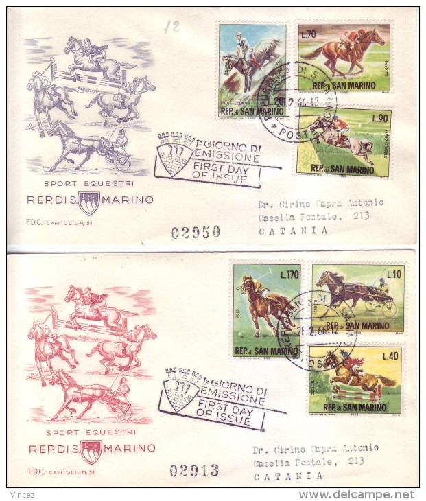 San Marino 1966 - FDC Sport Equestri. Timbro Arrivo - FDC