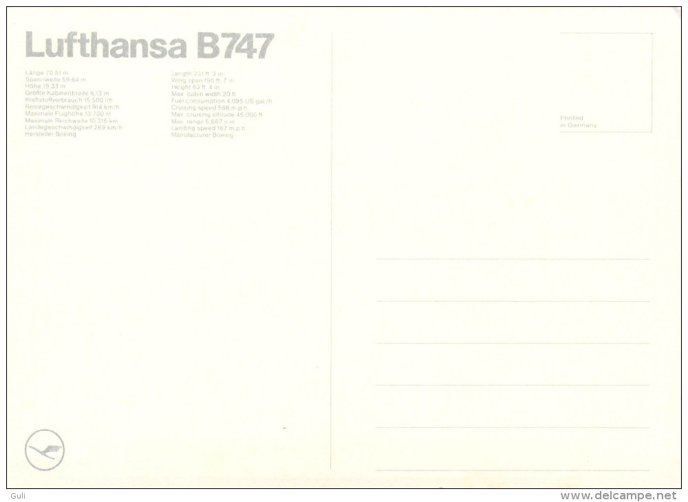 AVIATION-  Avion LUFTHANSA   Lot De 2 Cartes Scan R/V Des 2 Cartes (Boeing B 727 B 747)*PRIX FIXE - 1946-....: Moderne