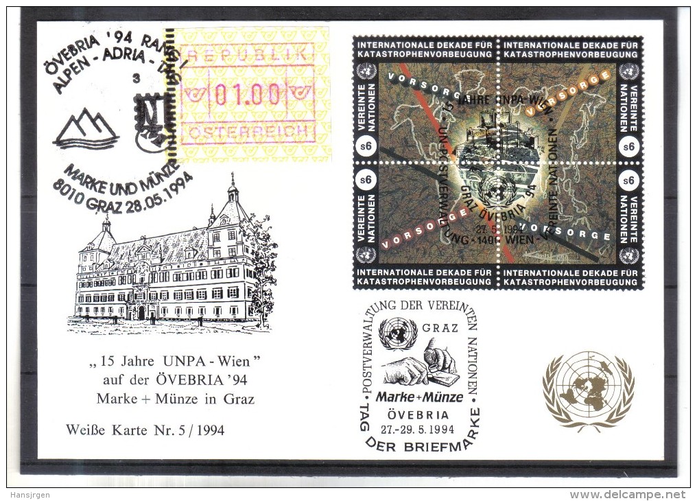 WIT348 UNO WIEN 1994  MICHL 170/73  WEISSE KARTE - White Cards - Otros & Sin Clasificación