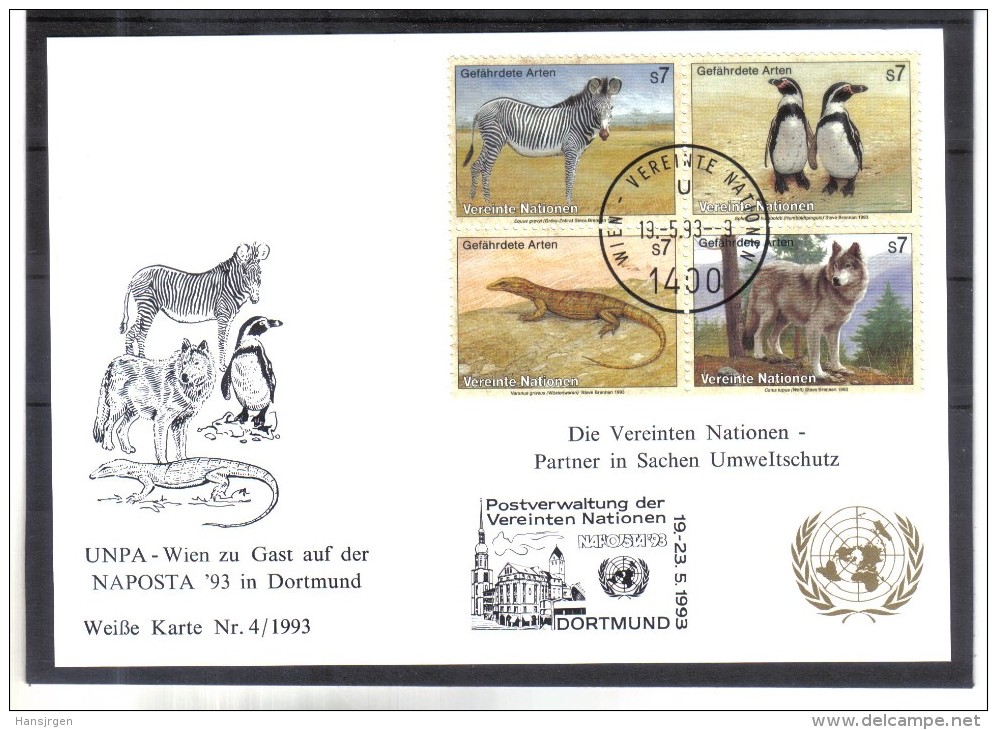 WIT344 UNO WIEN 1993  MICHL 143/46  WEISSE KARTE - White Cards - Other & Unclassified