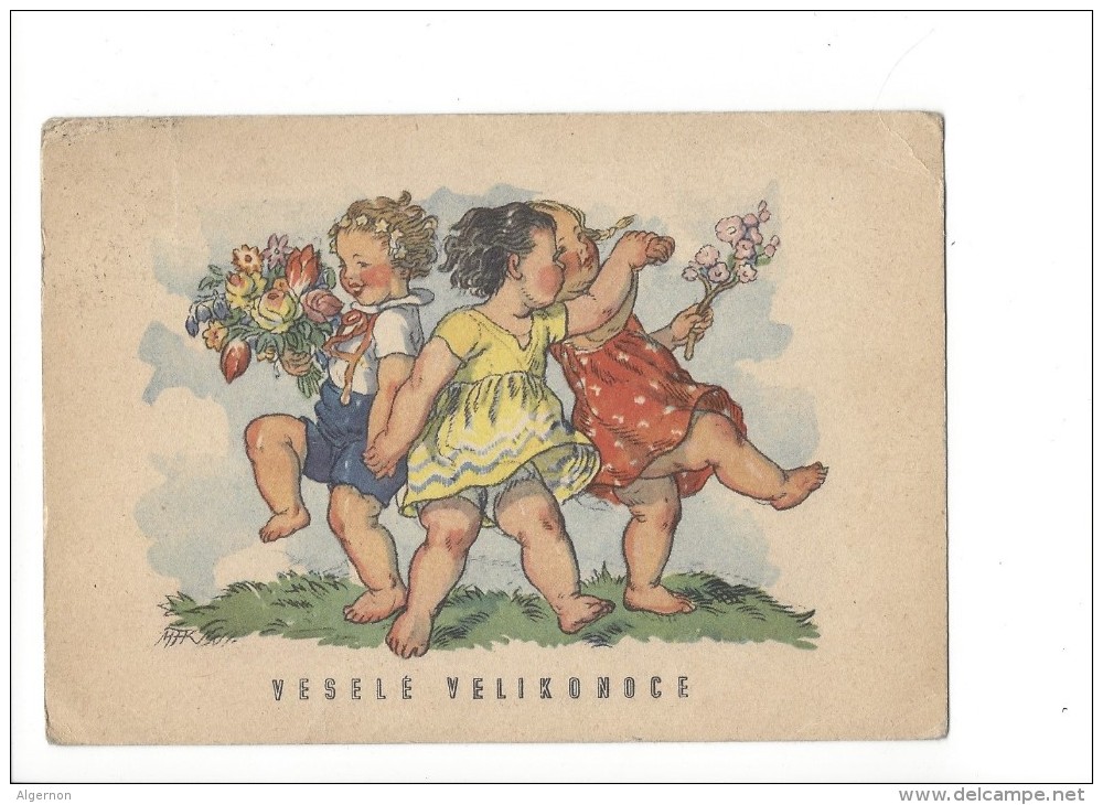 11186 - Veselé Velikonoce Joyeuses Pâques Trois Filles MFK (Format 10 X 15) - Autres & Non Classés