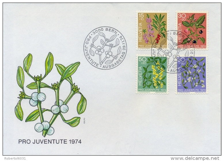 Switzerland 1974 FDC Pro Juventute Poisonous Plants Of The Forest - Giftige Pflanzen