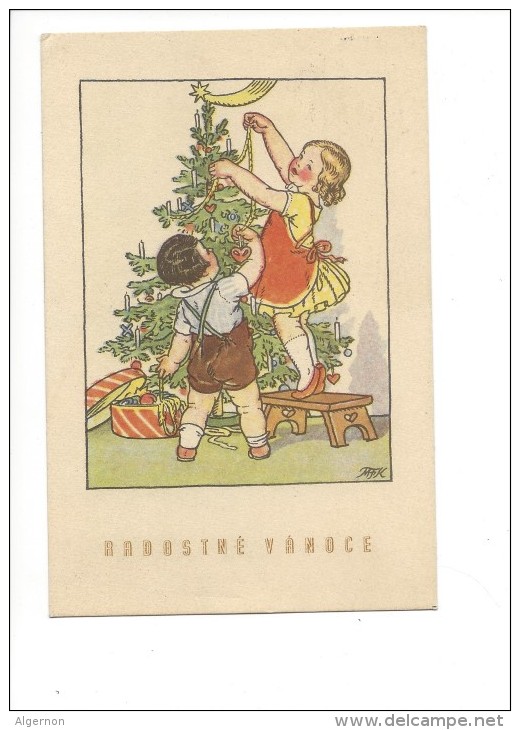 11195-    Radostné Vanoce Joyeux Enfants Et Sapin MFK (Format 10 X 15) - Autres & Non Classés