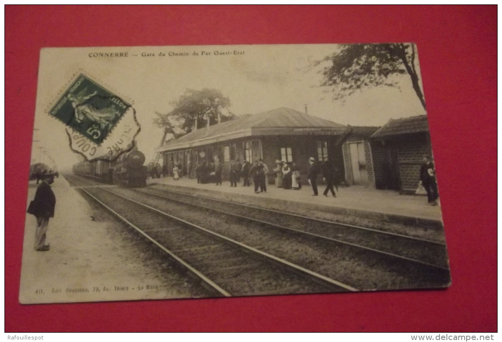 Cp Connerre Gare Du Chemin De Fer Ouest Etat - Connerre