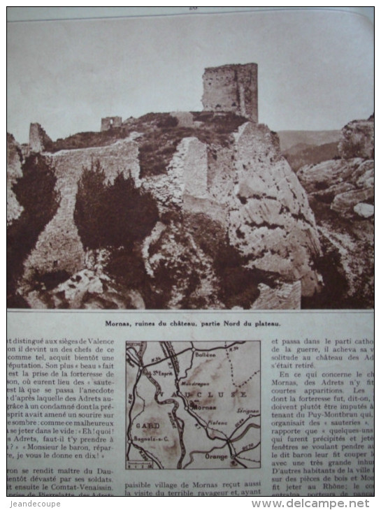 - Article De Presse - Régionalisme - Mornas - Vaucluse - Château  -1935 - 5 Pages - - Documents Historiques