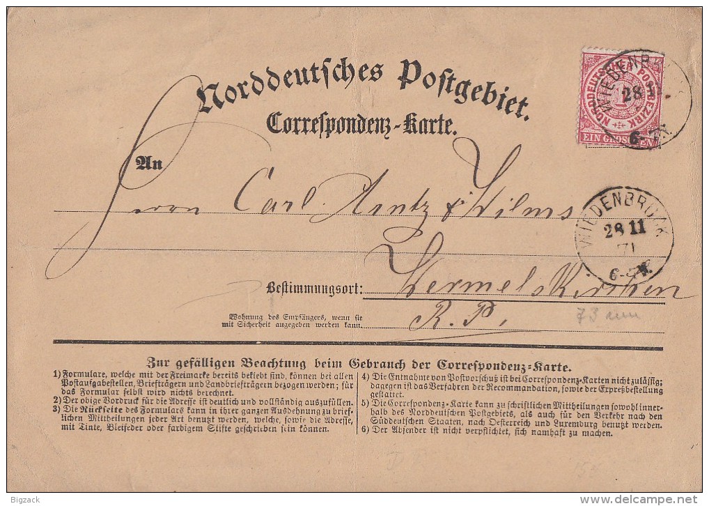 NDP Karte Großes Format EF Minr.16 Wiedenbrück 28.11.71 Gel. Nach Wermelskirchen - Sonstige & Ohne Zuordnung