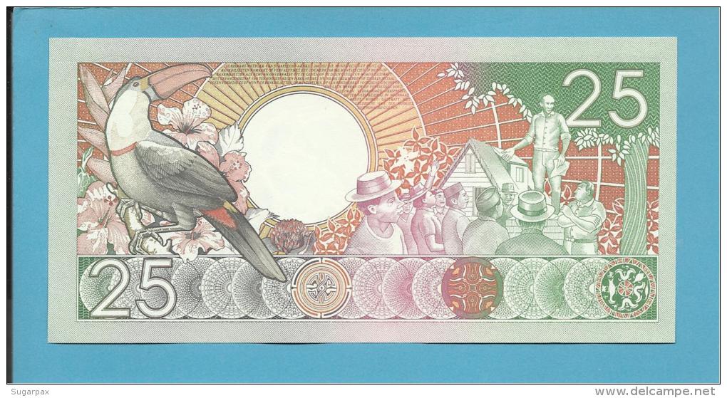 SURINAM - 25 GULDEN - 09.01.1988 - Pick 132.b - UNC. - Wmk. Toucan - 2 Scans - Suriname